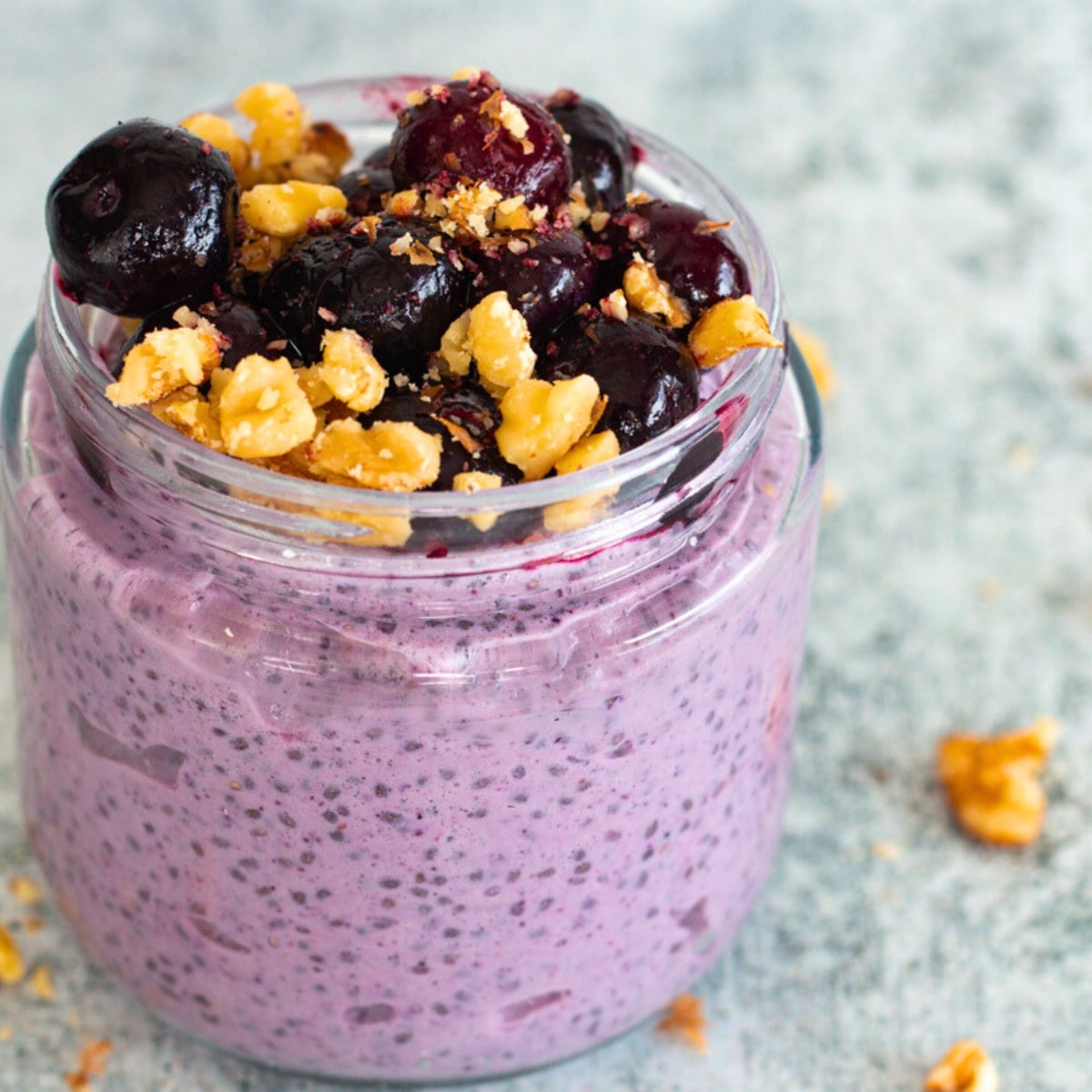 Make-Ahead Blueberry Chia Pudding: 24g Protein, 12g Fiber